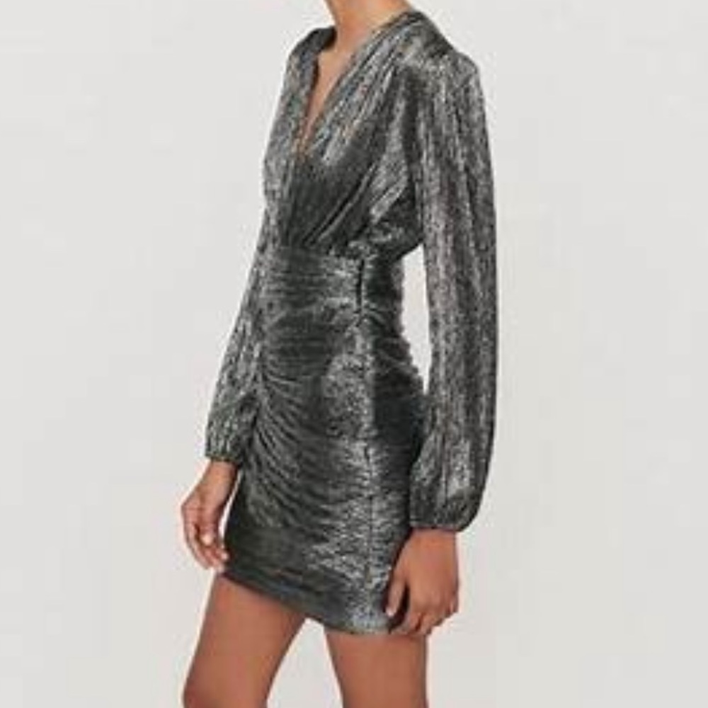 NWOT Maje Lurex Draped Mini Dress - Size 36 - Picture 2 of 5